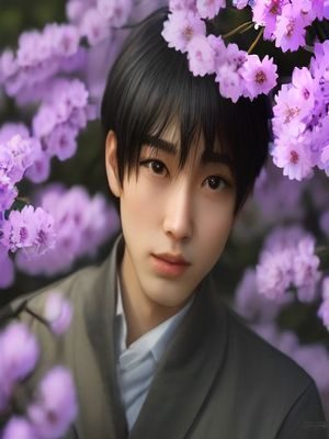 日漫BL双男主腐向番剧封面，两位日式动漫风格男主角在樱花树下对话，粉白色调温柔，属经典双男主动漫腐剧日漫类型